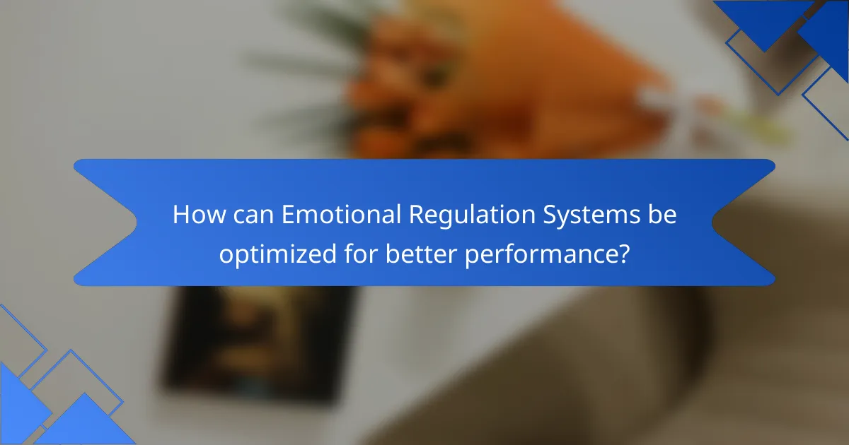 How can Emotional Regulation Systems be optimized for better performance?