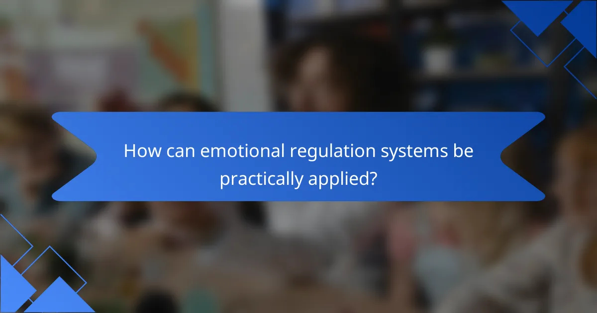 How can emotional regulation systems be practically applied?