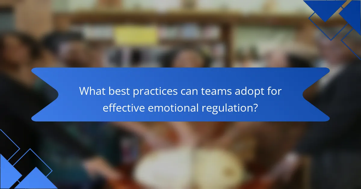 What best practices can teams adopt for effective emotional regulation?