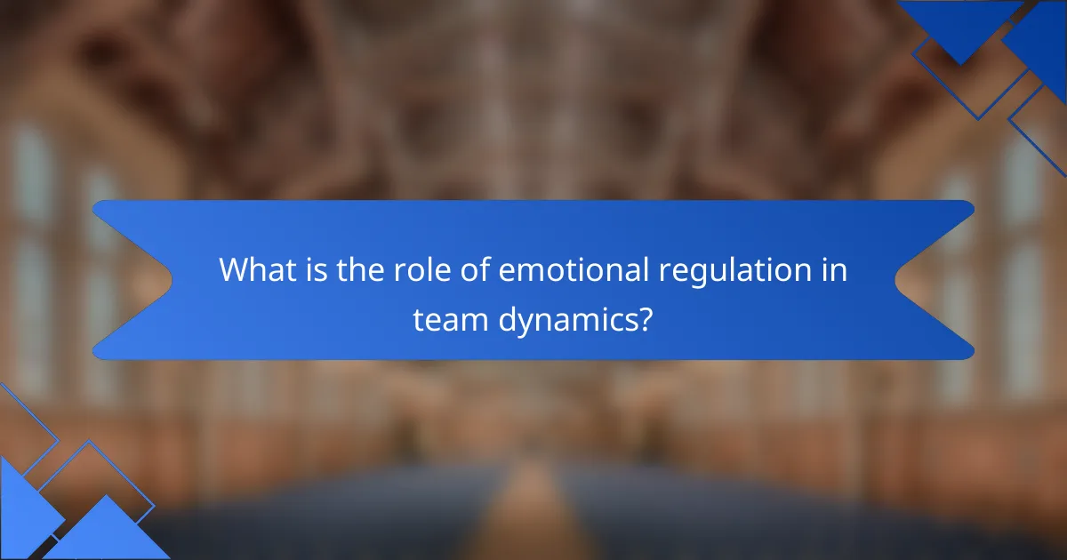 What is the role of emotional regulation in team dynamics?