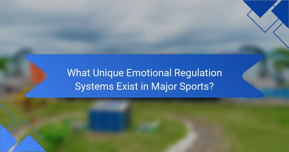 What Unique Emotional Regulation Systems Exist in Major Sports?
